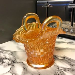 Dugan Company Marigold Carnival Glass Basket